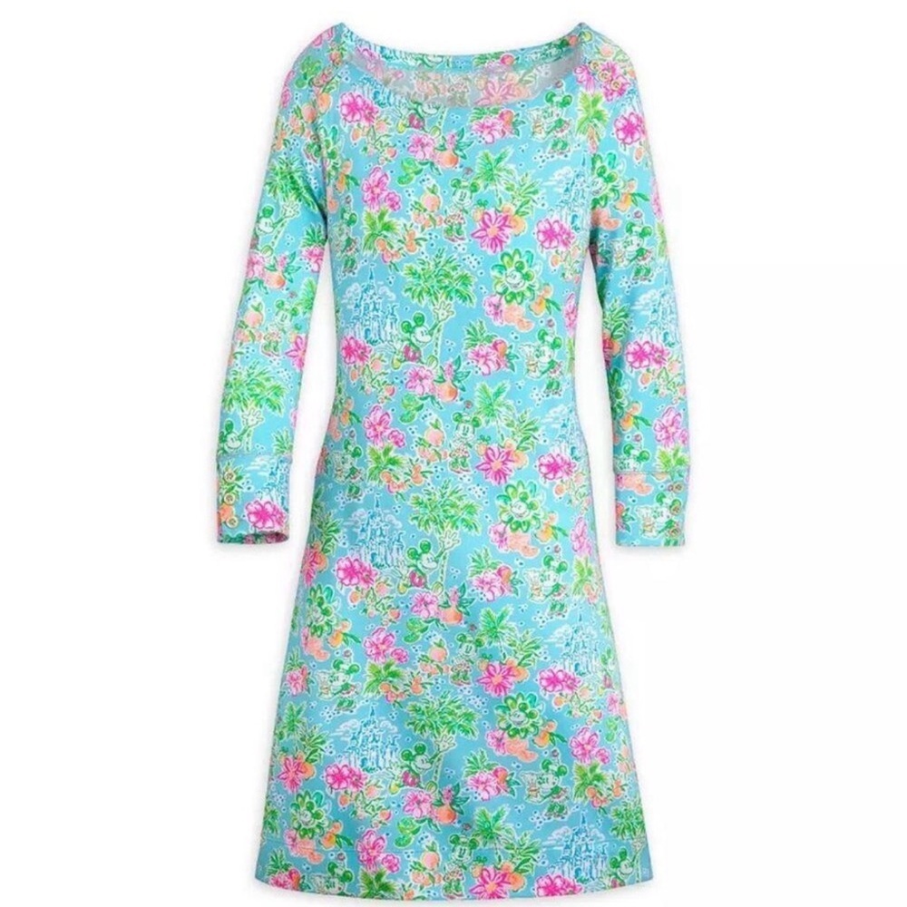 Lilly Pulitzer UPF 50+ Sophie Dress in Blue Ibiza Lilly loves Disney large NWT